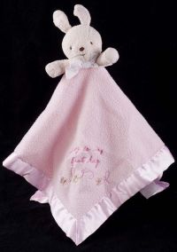 Carters Bunny Rabbit Joy is my first hug Pink Plush Lovey Security Blanket